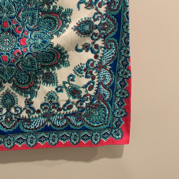 Women’s London Times Sleeveless Teal and Pink Patterned Dress - Size 10 - Picture 3 of 10